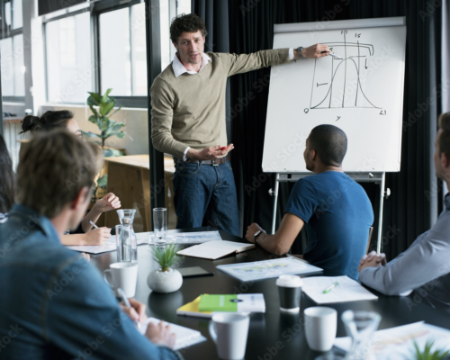 Business people in meeting for statistics, planning and consulting.